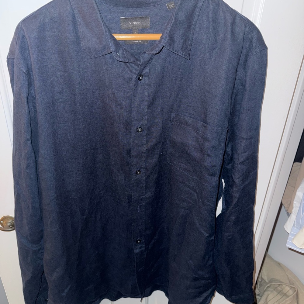 Vince Dark Blue Button-Up Shirt